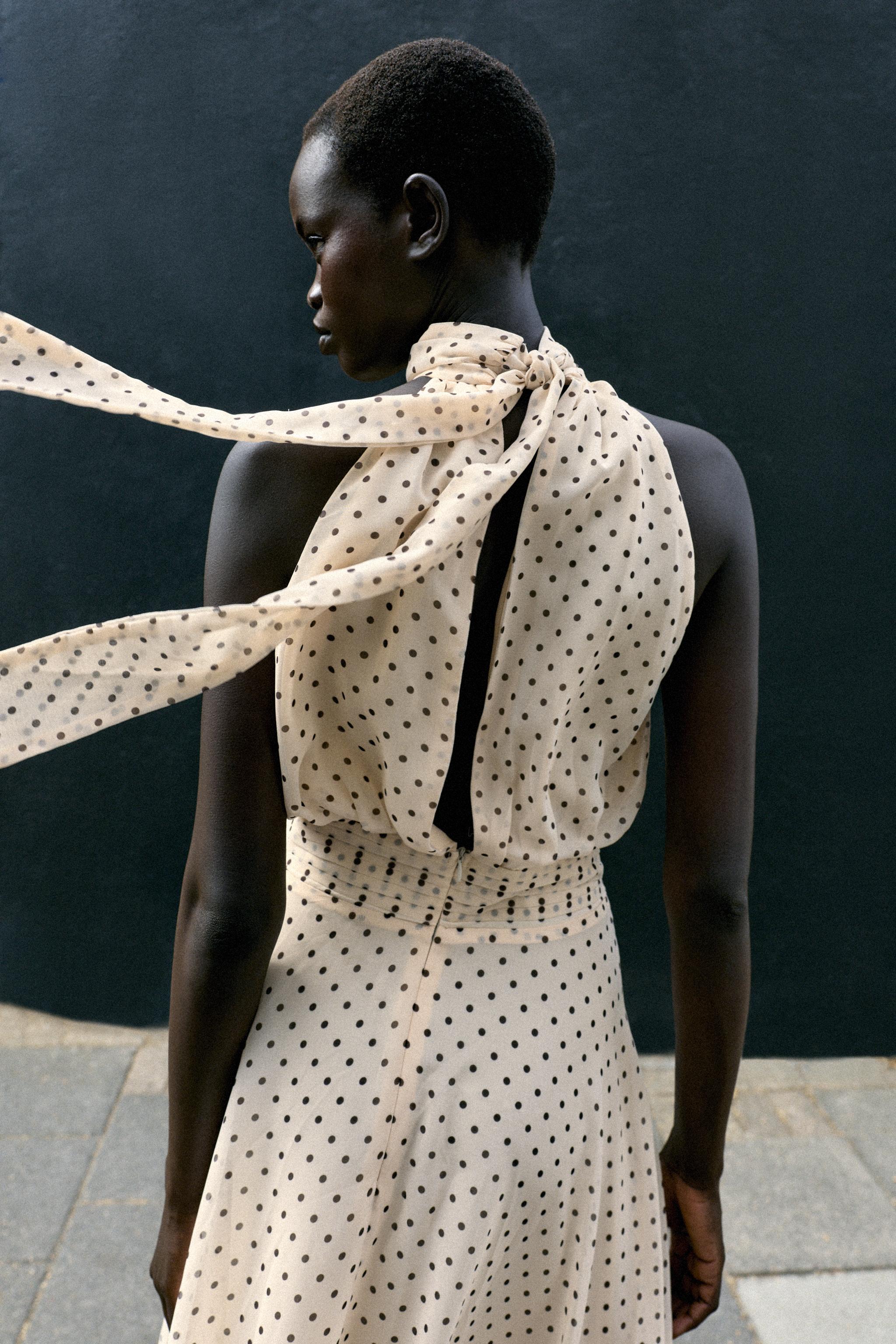 POLKA DOT HALTER MIDI DRESS